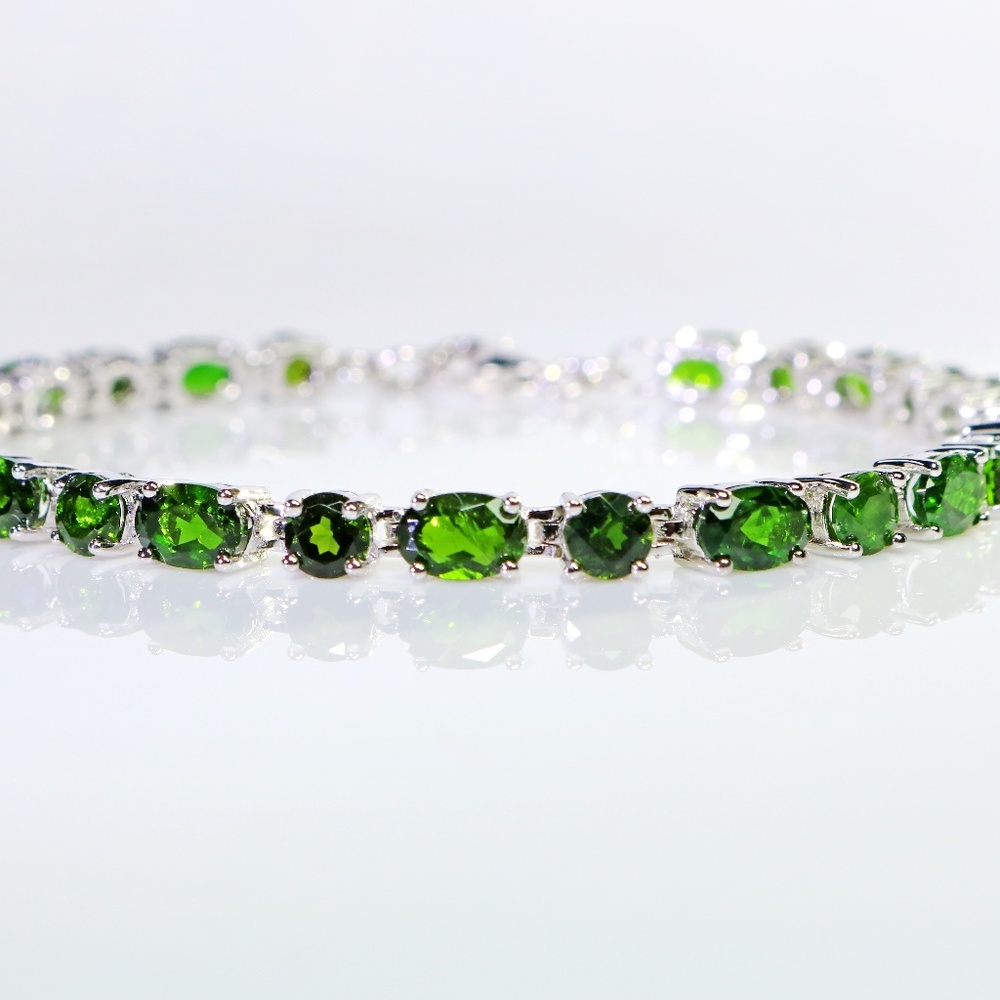 Sterling Silver Chrome Diopside Gemstone Bracelet